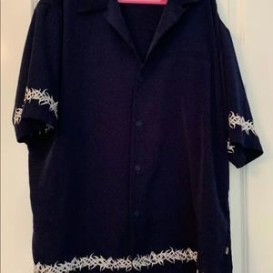 Silver Point Mens Navy Blue Short Sleeve Button up Shirt size XL